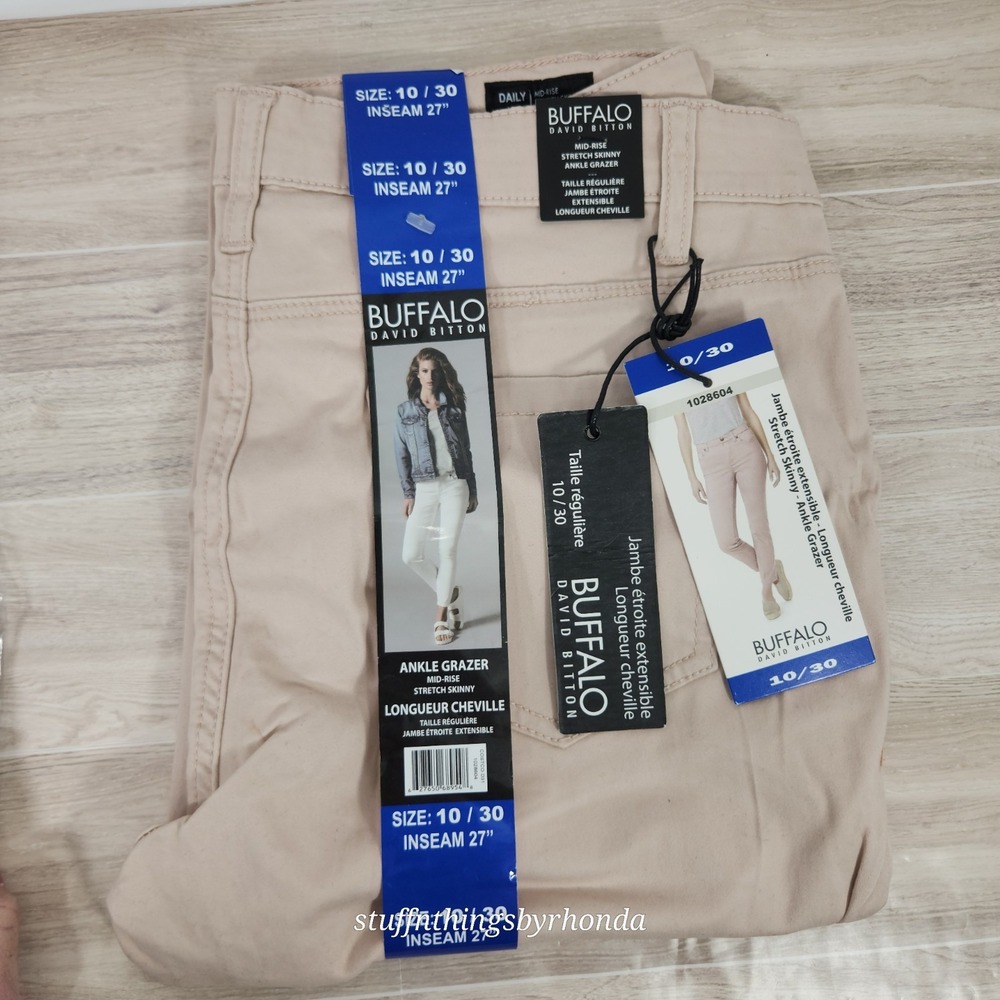 New Buffalo David Bitton Aubrey Mid-Rise Stretch Super Soft Ankle Grazer Size 10